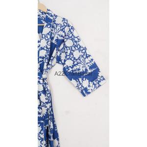Handmade 100% Cotton Floral Printed V-neck Drawstring Closure Breathable Kimono Lightweight Summer Spa <b>Bath</b> Wrap Casual Romantic - Product Image 4