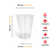 Vaso de Plástico PP de Polipropileno de Gran Tamaño y Forma Ancha, Tamaños Jumbo de 18, 22 y 26 Onzas (7, 8 y 9 gr) para Cerveza y Boba, de Indonesia