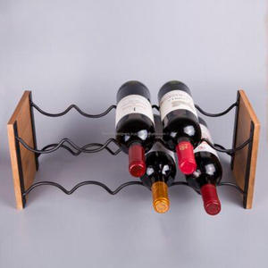 Escaparate de estilo Premium, estante de vino de alambre con Base de madera, soporte decorativo para botellas de cerveza de India, estante de vino de Metal - Product Image 6