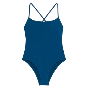 Maillot de bain bikini 2 pièces sexy pour femme, couleur unie, taille haute, avec fermetures éclair, en Spandex/Nylon, vente en gros d'usine, faible MOQ - Product Image 2