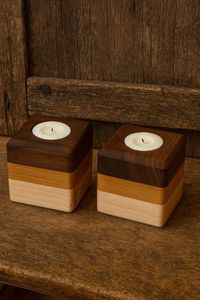 Hand-Finished Wooden Table Candle <b>Holder</b> Wood <b>Tea</b> <b>Light</b> <b>Holder</b> 4-Cup Square Natural Finish Home Decoration Candle <b>Holder</b> - Product Image 6