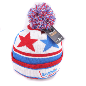 Family Foundation Unisex Knitted Beanie Hat With Pom Pom Embroidered Stars Striped <b>Winter</b> <b>Cap</b> For Adults 56-58CM - Product Image 4