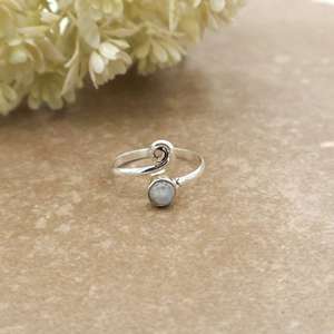 Brass Adjustable Rainbow Moonstone Bezel Set Unisex <b>Ring</b> Handcrafted 925 Sterling Silver Spiral Wrap Vintage Boho <b>Statement</b> <b>Ring</b> - Product Image 2