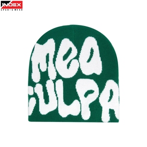 หมวกบีนนี่คุณภาพสูง สไตล์อเมริกัน ปักโลโก้ตามสั่ง สำหรับฤดูหนาว แฟชั่นสตรีทแวร์ หมวกไหมพรมพรีเมียม สีดำแดง ทันสมัย เหมาะสำหรับทุกเพศ - Product Image 1