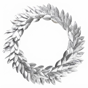 Elegante Corona de Hojas Metálicas Plateadas, Follaje de Laurel Texturizado Moderno, Impresionante Decoración Navideña para Puerta Principal o Pared - Product Image 2