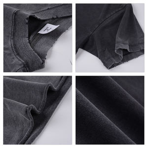 Camiseta de punto para hombre 2026 al por mayor, de alta calidad, estilo urbano holgado, 100% algodón, con efecto desgastado por el sol, vintage, lavado y estampado - Product Image 6