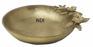 Tazón de Metal Hecho a Mano con Diseño de Rama con Hojas Doradas, Vajilla de Estilo Vintage para Regalos, Decoración y Servicio de Alimentos, Venta al Por Mayor - Product Image 4