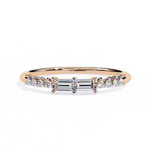 Natural Diamond Eternity Wedding Match Band Ring Women's Leaf Twist Rose Gold 18K Gold Half Eternity Band Baguette Cut Diamonds - Product Image 2