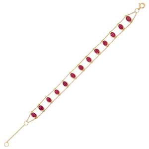 14K Gold Oval <b>Ruby</b> Charm <b>Bracelet</b>-Rhodium Plated Diamond Accent - Product Image 4