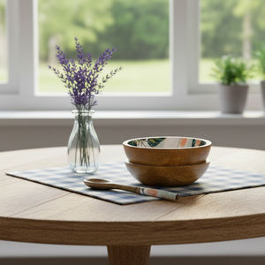 Ensemble de bol et cuillère en mosaïque de marguerites en bois moderne, écologique et fait main, design floral, emballage durable au prix du marché - Product Image 3