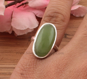 Anillo de Jade Verde Natural, Anillos Sencillos para Mujer y Hombre, Plata de Ley 925, Anillo de Dedo Minimalista con Piedra Preciosa, Joyería al por Mayor - Product Image 2
