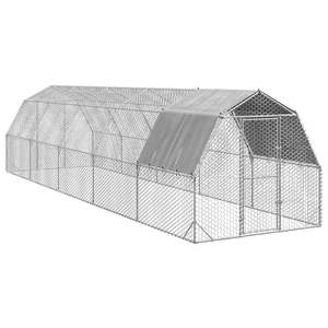 Grand enclos à poules durable en acier galvanisé gris, cage pour animaux, produit pour enclos à poules - Product Image 1