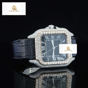 Reloj Moderno de Lujo con Incrustaciones de Diamantes Moissanite Estilo VVS, Joyería de Muñeca Hip Hop para Fiestas y Regalos - Product Image 5