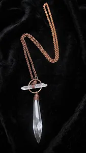 Collier pendentif en cristal de quartz naturel, finition laiton doré, argenté ou or rose, bijoux en pierres précieuses enroulées de fil, unisexe, vente en gros - Product Image 3