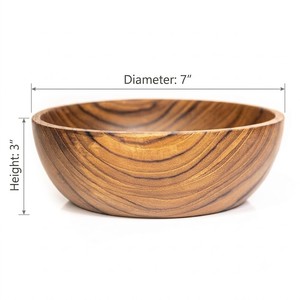 Tazón de Servir de Madera de Teca Natural Hecho a Mano de Lujo para Ensaladas, Frutas, Bocadillos, Decoración de Mesa de Comedor - Product Image 6