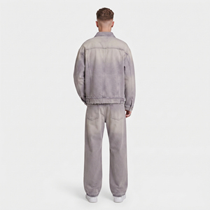 Chaqueta de mezclilla para hombre con parches desgastados, estilo oversize, corte holgado, tipo chándal, ropa exterior - Product Image 2