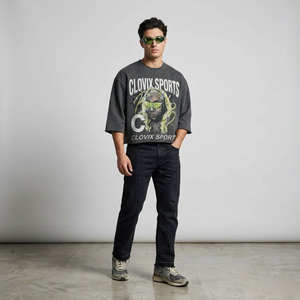 T-shirt surdimensionné personnalisé CLOVIX SPORTS pour homme, style streetwear, coton délavé vintage, coupe ample, mode hip-hop, vente en gros - Product Image 1