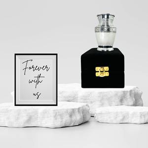 Urna Conmemorativa para Cenizas, Estilo Americano, Capacidad de 200 Pulgadas Cúbicas, Grabada en Níquel y Esmalte Blanco, Conmemorativa para Humanos - Product Image 4