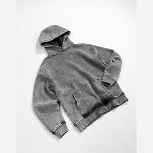 Custom Acid Washed Premium Quality Oversized 100% Cotton Zippers Pullover Sweatshirt Terry Thickened Plain Oversized Mens Hoodie - Product Image 3