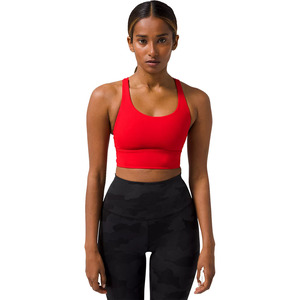 Women's Customized Fitness Logo Design Breathable Running Sports Padded <b>Bra</b> Medium Support <b>Racerback</b> 100% Nylon Yoga Vest Tank - Product Image 1