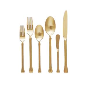 Cubiertos dorados de lujo de alta calidad, juego de bodas, chapado en oro diseño sencillo, cuchara Tenedor de acero inoxidable - Product Image 1