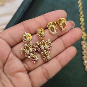 24K Gold Plated Bridal Jewelry Set-3 Piece Fine Fashion Earring Set for Daily Wear - Product Image 2