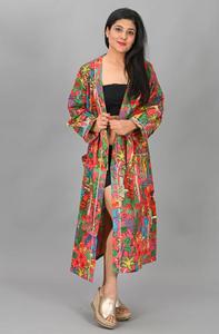 Kimono Indio de la Mejor Calidad para Mujer, Bata de Baño 100% Algodón, Estampado Floral Multicolor, Primavera Verano, Elegante, Secado Rápido, Suave - Product Image 2