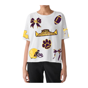 Wholesale Custom Women's Loose Cotton Game Day <b>Baseball</b> Sequin Embroidery Team T-Shirt Breathable Eco-Friendly Customizable <b>Tees</b> - Product Image 3