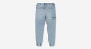 Jeans Cargo Azul Claro para Hombre, Cintura Media, Multibolsillos, Deportivos, Elegantes, Corte Holgado, Secado Rápido, Transpirables, de Algodón, Talla XS - Product Image 3