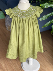 Robe brodée à la main, directement de l'usine, pour bébé fille, en coton biologique, motif floral, respirante, lavable, anti-plis, col personnalisé - Product Image 4