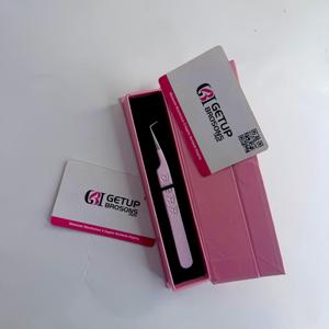 Pince à épiler professionnelle en acier inoxydable pour extensions de cils, logo personnalisé, rose, 90 degrés, forme en L, pince à épiler pour volume de cils, marque privée - Product Image 5