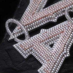 Hip Hop Jewelry Mens Iced Custom Letter Charm Pendant 925 Sterling Silver VVS Moissanite Number Name Initial Logo - Product Image 3