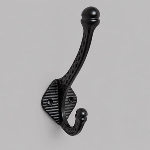 SHUBHAM <b>Black</b> Metal Wall <b>Hook</b> Double Coat Rack Vintage Drill Mounted Clothing Hanger for Entryway Bedroom - Product Image 1