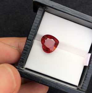 Pierre précieuse naturelle en forme de cœur, grenat spessartite orange, facettée, pour bague ou pendentif - Product Image 2
