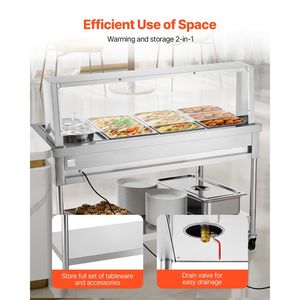 Scaldavivande Elettrico Professionale Commerciale a Vapore 7 Teglie + 2 Pentole 1800W con Controllo Manuale della Temperatura per Buffet e Catering - Product Image 6