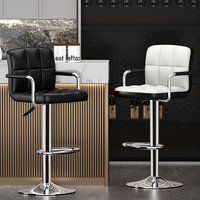 Tabouret de bar réglable en gros avec accoudoirs, chaise de comptoir pivotante en cuir PU, siège moderne pour cuisine et salle à manger
