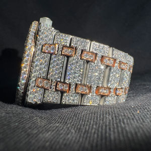 Montre Homme Luxe Hip Hop en Acier Inoxydable Quartz, Entièrement Sertie de Diamants Moissanite VVS Carrés, Style Cristal, Meilleur Prix – Offre Spéciale - Product Image 1