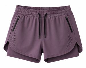 Short de sport pour homme en polyester respirant bleu uni, séchage rapide, avec poches zippées, cordon de serrage, taille mi-haute, pour la course à pied - Product Image 2