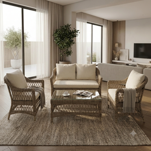 Modern Natural Rattan Outdoor <b>Dining</b> <b>Armchair</b> Handwoven Wicker Cushion Apartment Luxury Villa Resort Furniture - Product Image 2