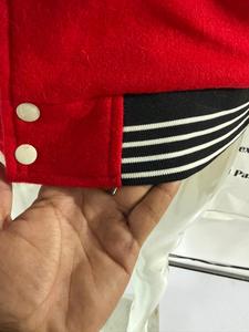 Custom Red Solid Woolen Stand Collar Varsity Jacket for Men Winter Single <b>Button</b> - Product Image 3