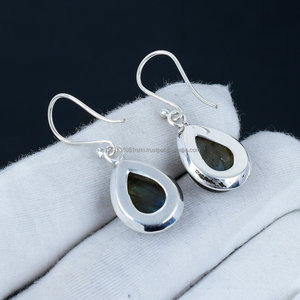 Handmade 925 Solid <b>Silver</b> <b>Earring</b>, Natural Labradorite Gemstone <b>Earring</b>, Boho Handmade Jewelry <b>Earring</b>, Christmas Gifts - Product Image 4