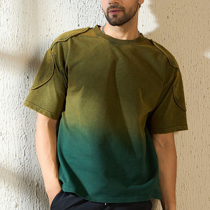 T-shirt décontracté en coton pour homme, col rond, coupe classique, manches courtes, couleur unie, tricoté, respirant, turquoise - Product Image 2