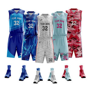 Tenue de Basketball Personnalisée Noir Blanc Rouge & Bleu 2026 Maillot 2025 Kit Complet Sublimation Ensemble Sportif Professionnel HD - Product Image 2