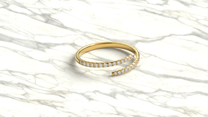 18K Gold Wrap Round Diamond <b>Wedding</b> Band Spiral Coil Ring Adjustable Open Bypass Micro Pave Eternity Ring Fine Jewelry For Women - Product Image 3
