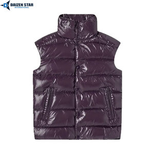 Chaleco Acolchado Azul Marino para Hombre, Cuello Alto, Cierre de Cremallera, Transpirable, Cortavientos, Informal, Ropa de Invierno, Color Sólido, Largo Regular - Product Image 4