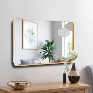 Specchio Rettangolare Moderno con Cornice in Metallo Dorato 24x36 Pollici, Decorazione da Parete per Camera da Letto, Soggiorno, Ingresso - Product Image 4