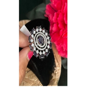 Stylish Geometric Cocktail <b>Ring</b> Women's <b>Silver</b> Plated Alloy Cubic Zirconia <b>Emerald</b> Cut Channel Setting Glam Party Jewelry - Product Image 2