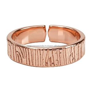 Unisex Handmade <b>Copper</b> Finger Ring Adjustable Vintage Vertical Line Texture Design Fashion Ring <b>Gift</b> - Product Image 1