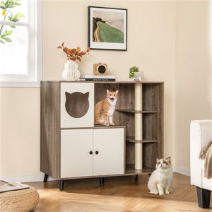 Cat Apartment with Litter Box and Scratching Post Furniture Locker for Feline Comfort - Product Image 3