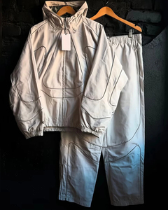 Ensemble 2 pièces coupe-vent en polyester réfléchissant à capuche, vêtements de sport amples avec logo animal imprimé sur le devant, séchage rapide - Vente en gros - Product Image 6